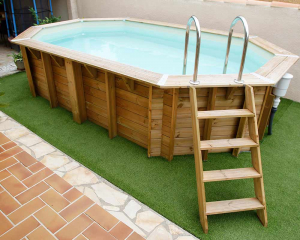 Piscine bois Ocea 860x470x130 liner bleu - Piscine hors sol bois