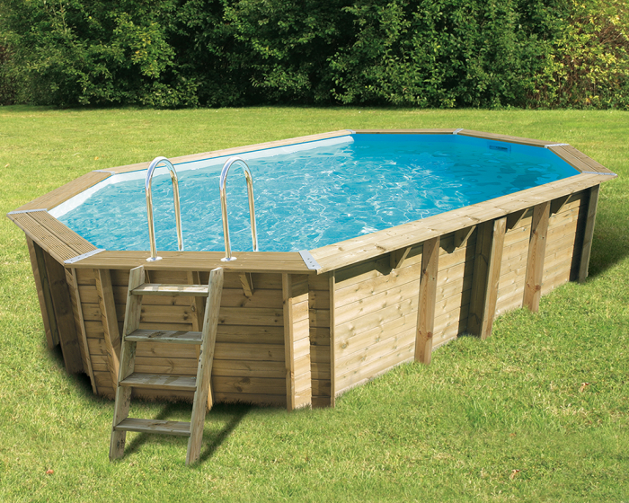 Piscine bois Océa 6,10 x 4,00 m -H. 1,30 m - liner bleu