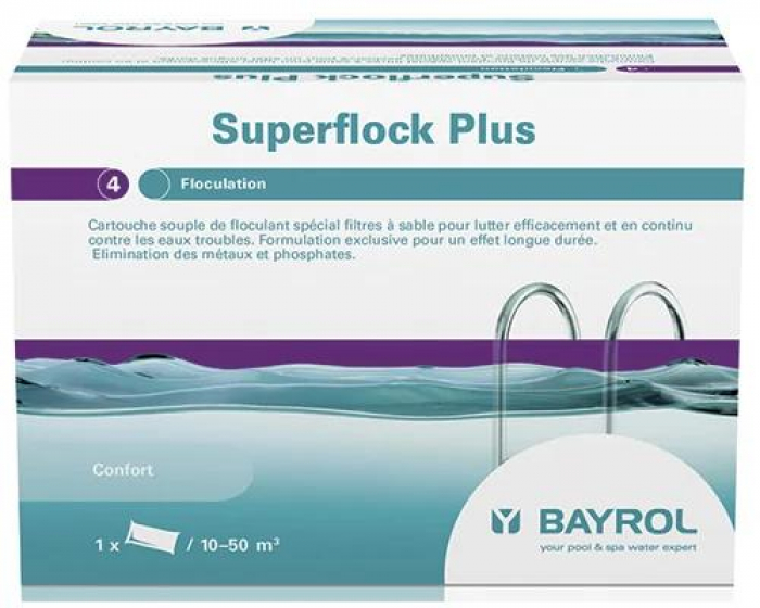 Floculant, floculation piscine BAYROL Superflock Plus pour filtres à sable