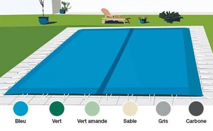 Bâche d'hivernage pour piscine ronde GRE - Ø 550 - 100g/m² - Bleu - Empêche  les impuretés et la photosynthèse