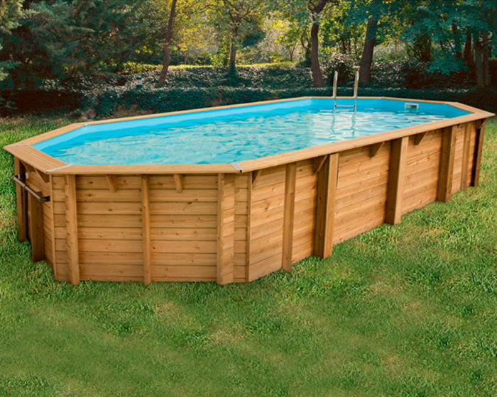 Piscine bois Azura 7,50 x 4.00 m - H. 1,30 m - liner bleu