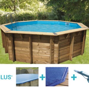 Piscine bois Bahia ø 4,30 m - H. 1,20 m - liner bleu