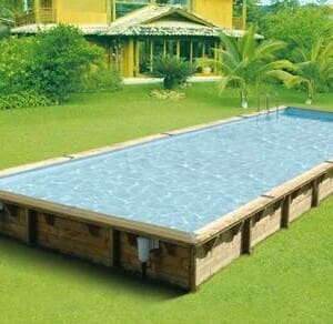 Piscine bois Linéa 11,00 x 5,00 m - H. 1,40 m - liner bleu