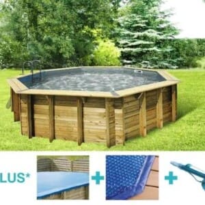 Piscine bois Bahia ø 5,80 m - H. 1,30 m - liner gris