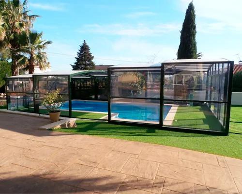 piscine couverte abri haut téléscopique