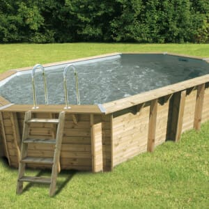 Piscine bois Océa 6,10 x 4,00 m  -H. 1,30 m  -liner gris